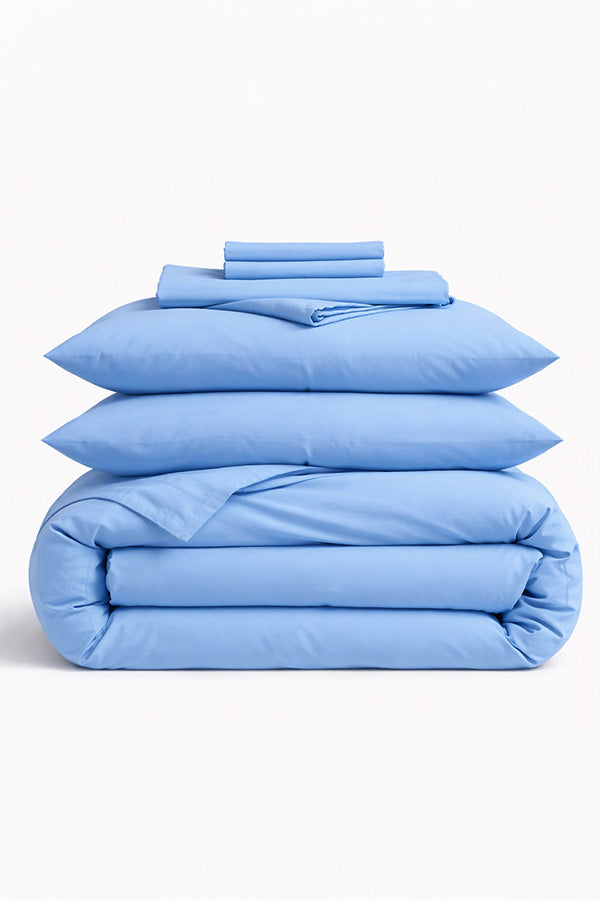 סט אקו כותנה חלק - תכלת