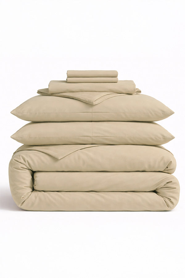 סט אקו כותנה חלק - מוקה