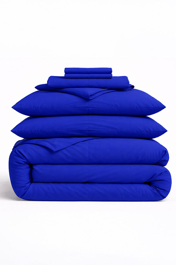 סט אקו כותנה חלק - כחול