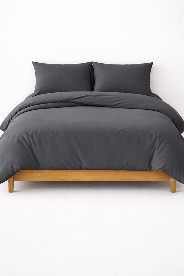 סט אקו כותנה חלק - אפור כהה