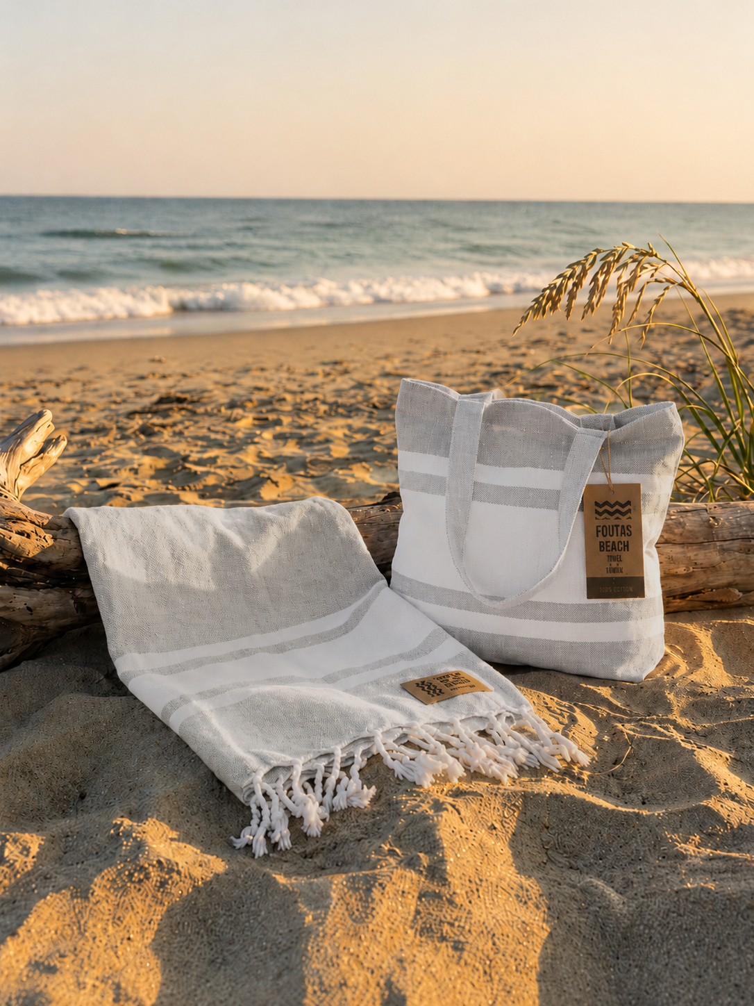 מגבת חוף Fouta - אפור בהיר