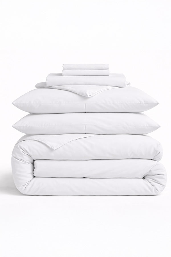 סט אקו כותנה חלק - לבן