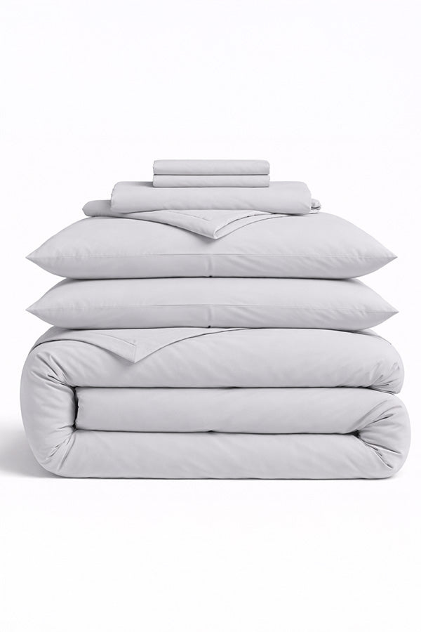 סט אקו כותנה חלק - אפור בהיר