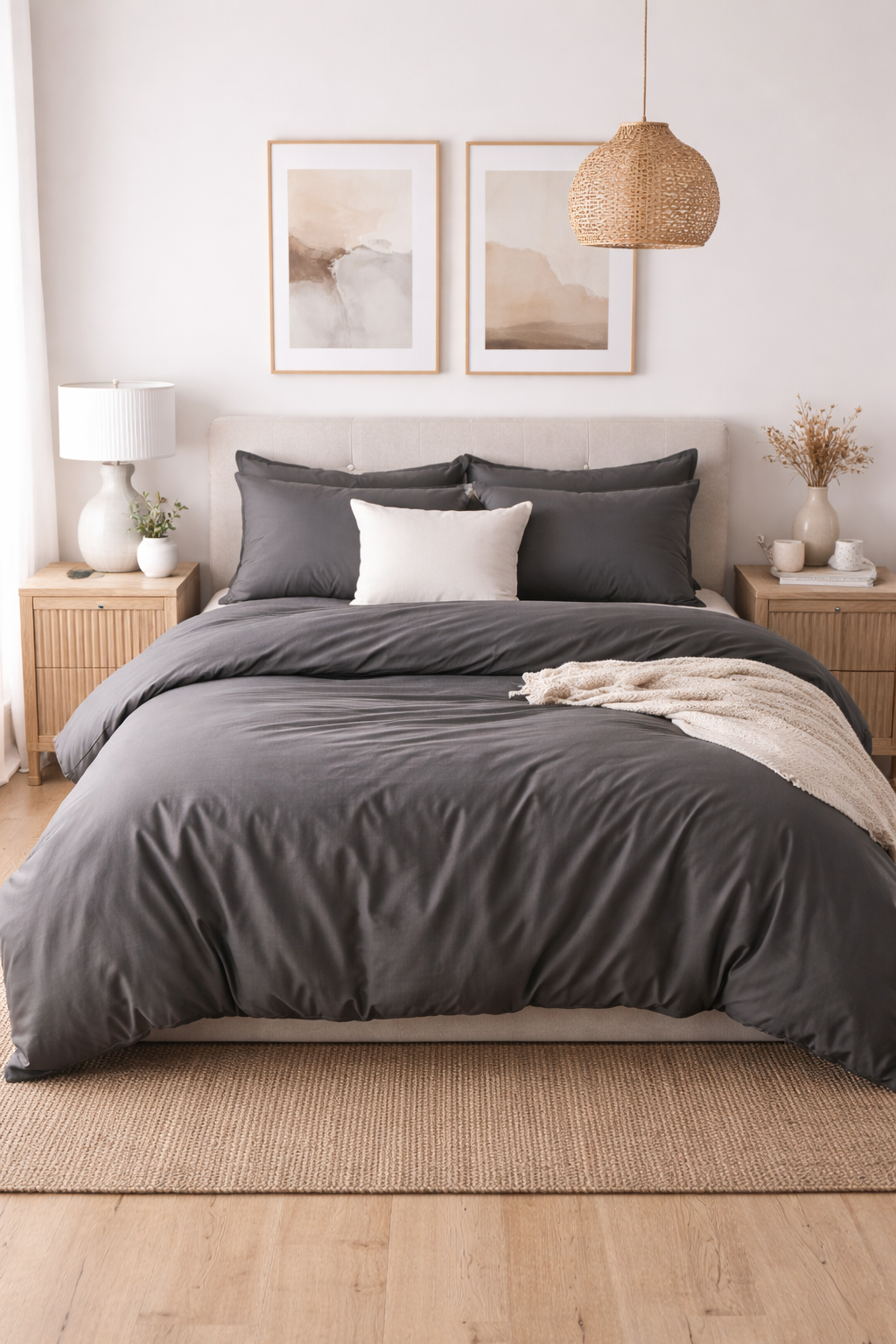 סט פרימיום במבוק - אפור כהה