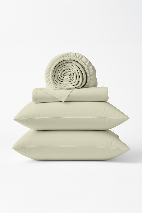 סט פרימיום סאטן 300 - Offwhite Camel